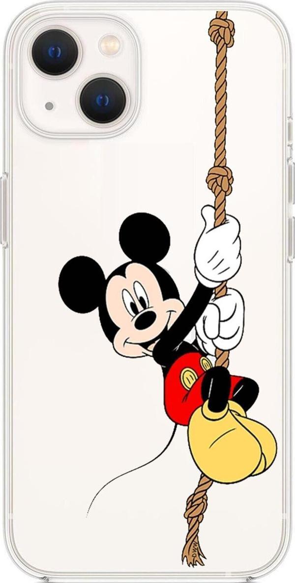 Butikcase İphone 15 Uyumlu Desenli Tırmanan Mickey Şeffaf Telefon Kılıfı - Image 1