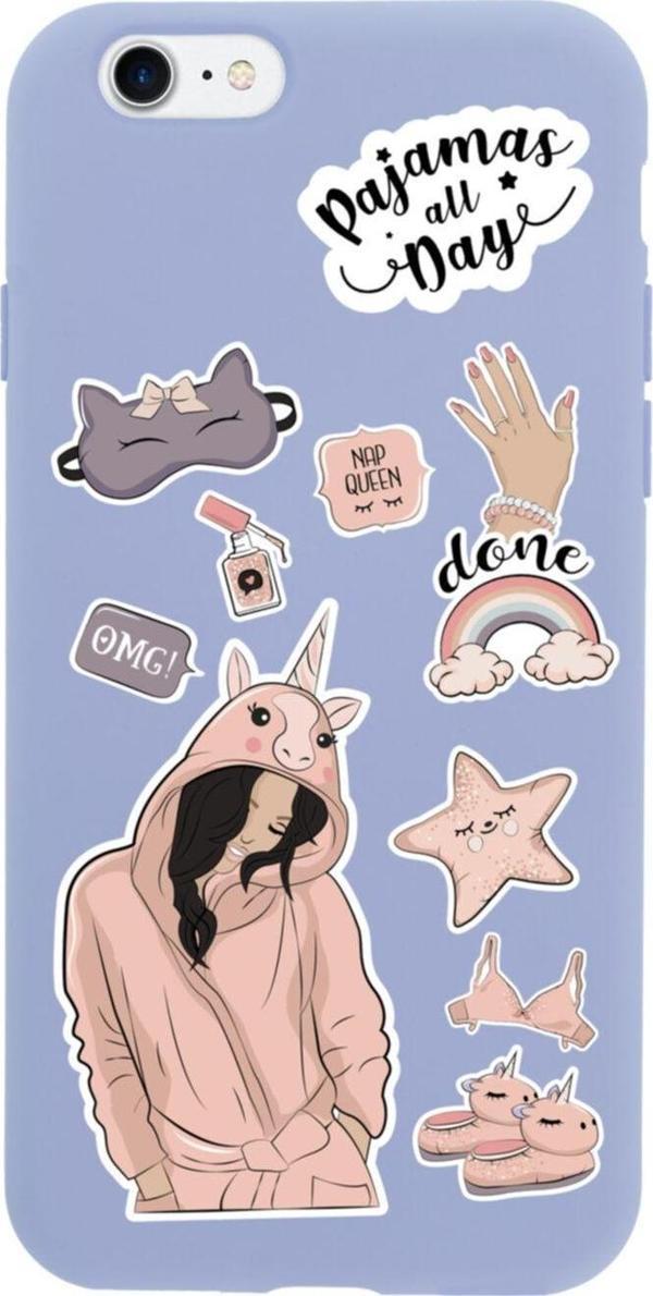 Butikcase İphone 8 Pijama Day Tasarımlı Lila Telefon Kılıfı - Image 1