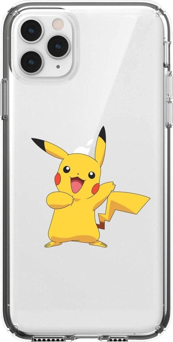 Mooodcase Iphone 11 Pro Uyumlu  Max Pikaçu Desenli Premium Şeffaf Silikon Kılıf - Image 1