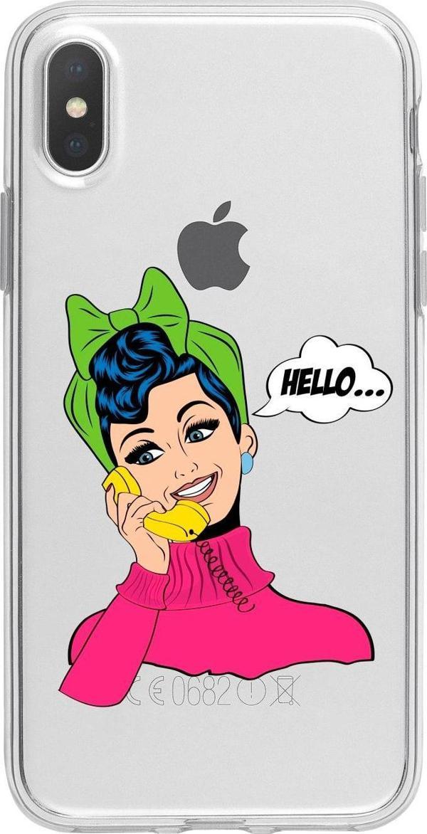 Butikcase İphone X Hello Desenli Şeffaf Telefon Kılıfı - Image 1