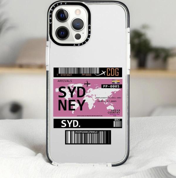 Mooodcase İphone 14 Pro Max Sydney Ticket Desenli Casetify Darbe Emci Silikonlu Telefon Kılıfı - Image 1