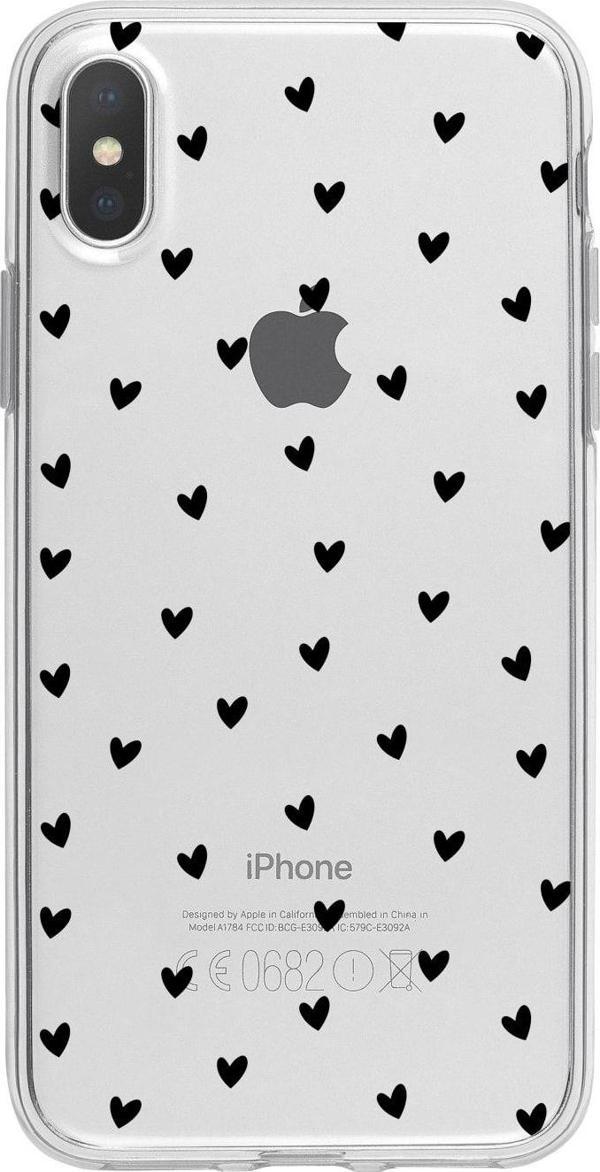 Butikcase İphone Xs Max Minik Kalpler Siyah Desenli Şeffaf Telefon Kılıfı - Image 1