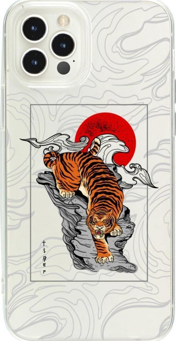 Butikcase İphone 15 Pro Mx Tiger Tasarımlı Şeffaf Telefon Kılıfı - Image 1