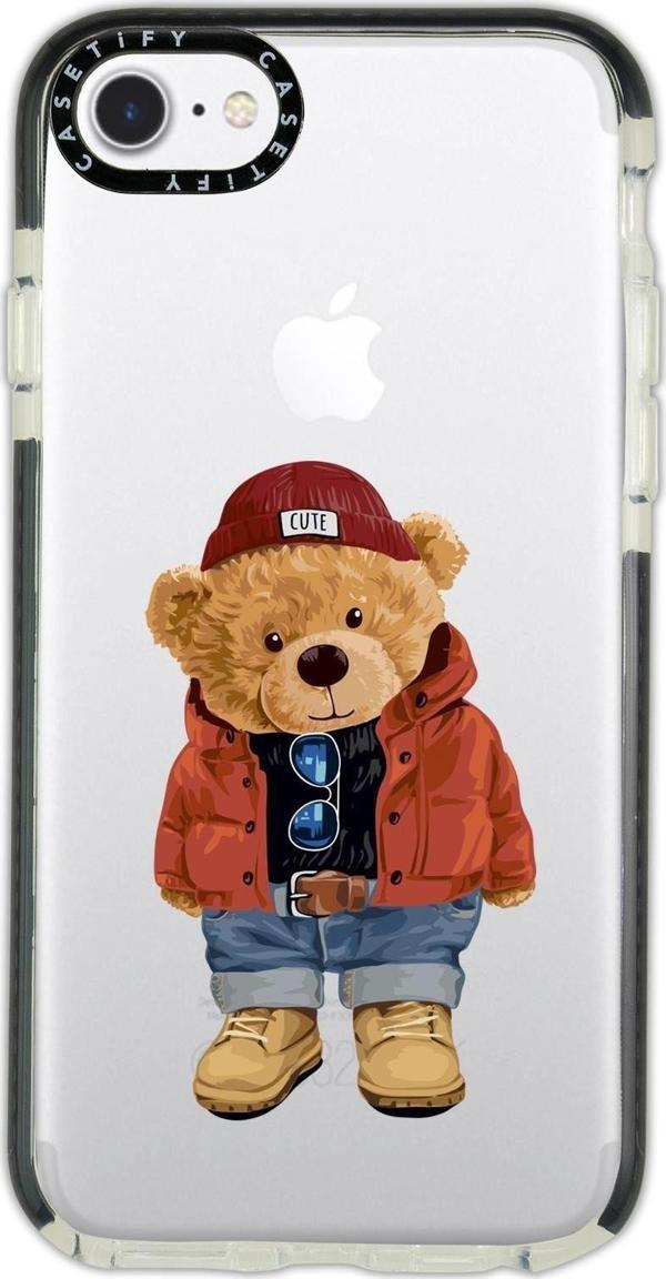 Mooodcase İphone 6 Casetify Teddy Bear Desenli Anti Shock Premium Silikonlu Siyah Kenar Detaylı Telefon Kılıfı - Image 1