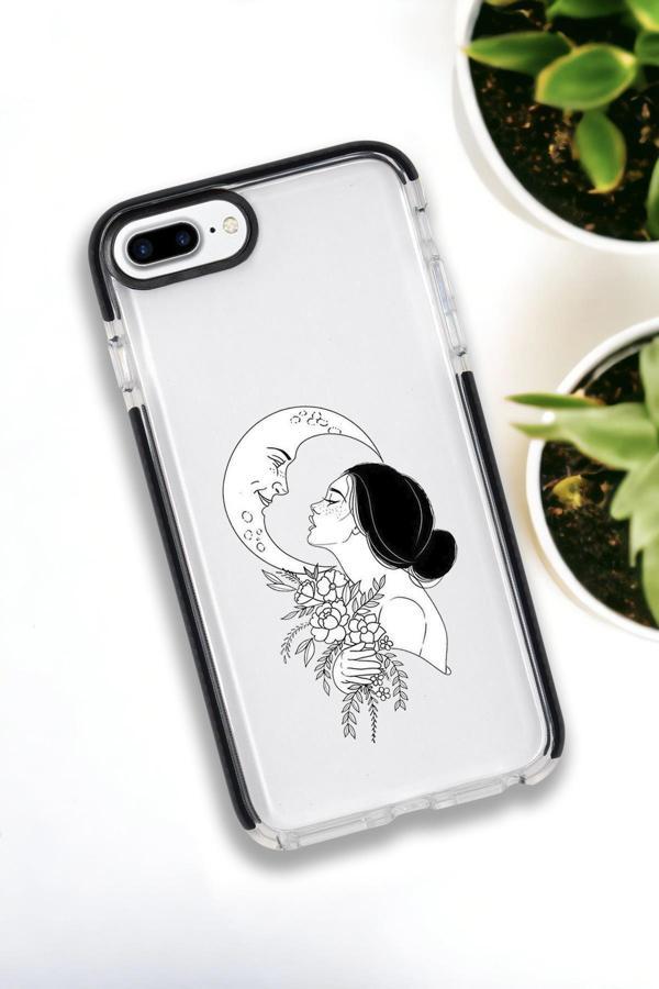 Mooodcase İphone 8 Plus - 7 Plus Uyumlu Moon And Women Desenli Premium Silikonlu Lansman Telefon Kılıfı - Image 1