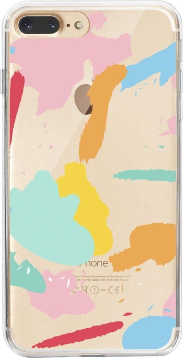 Butikcase İphone 8 Plus Sanatsal Boyalar Şeffaf Telefon Kılıfı - Image 1