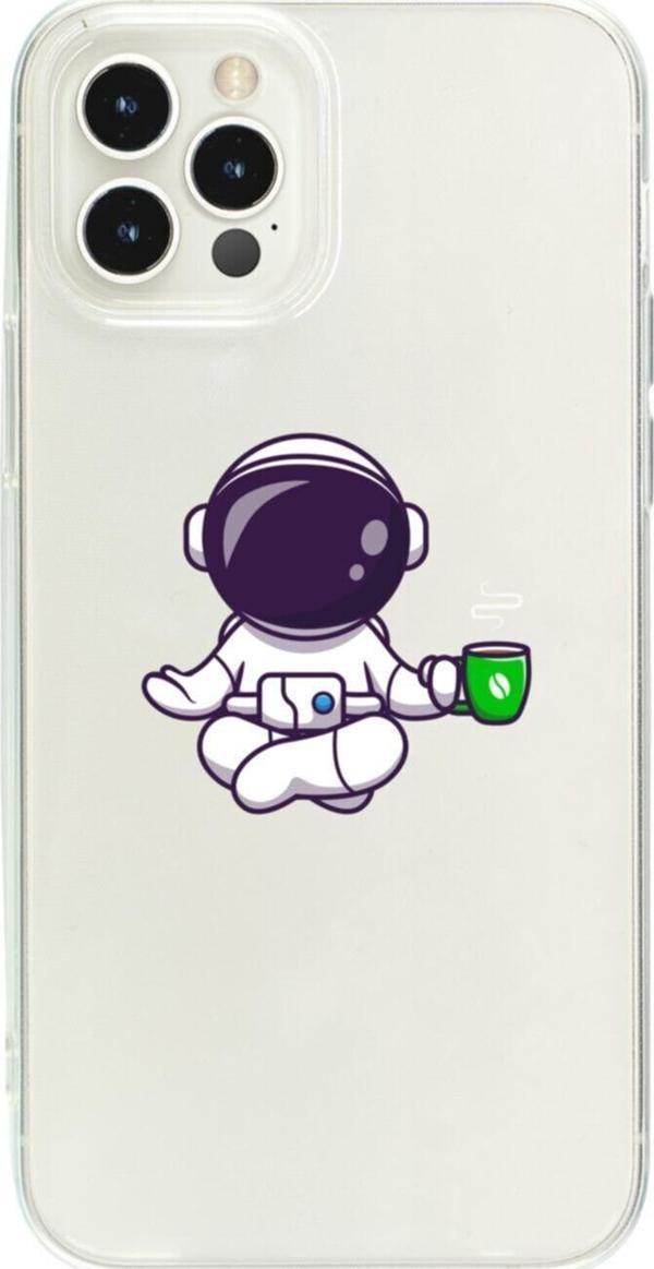Butikcase İphone 15 Pro Astronot Mediation Şeffaf Telefon Kılıfı - Image 1