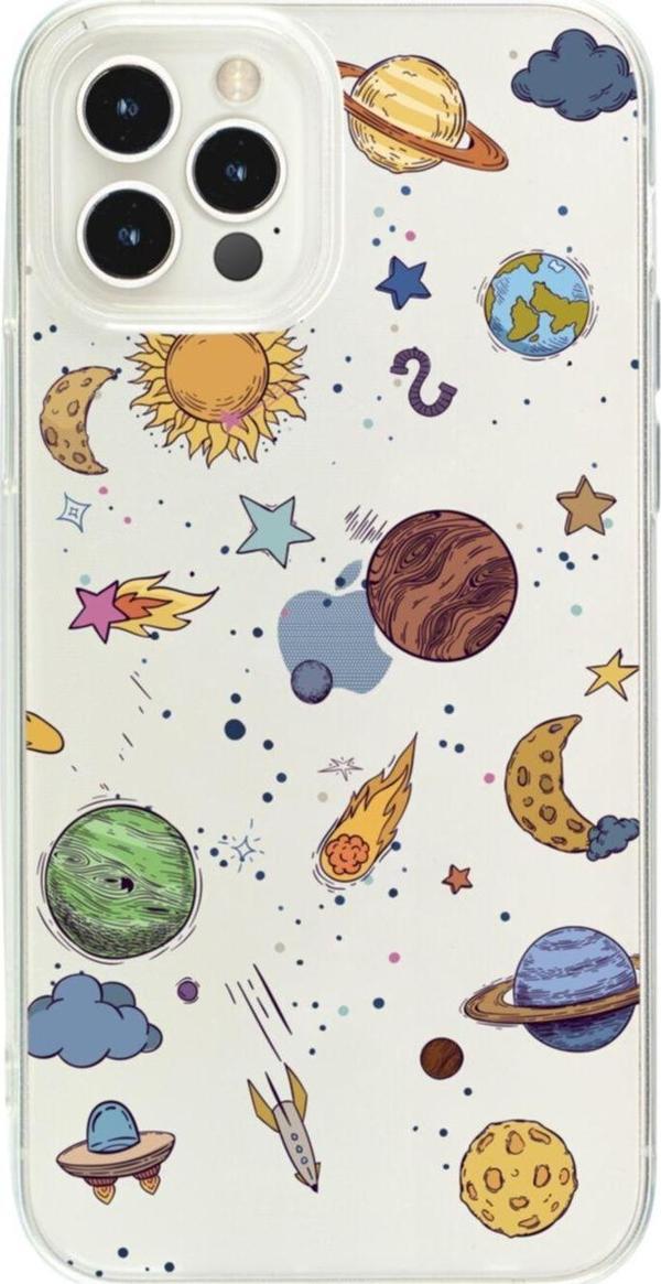 Butikcase Iphone 12 Pro Mx Gezegenler Şeffaf Telefon Kılıfı - Image 1