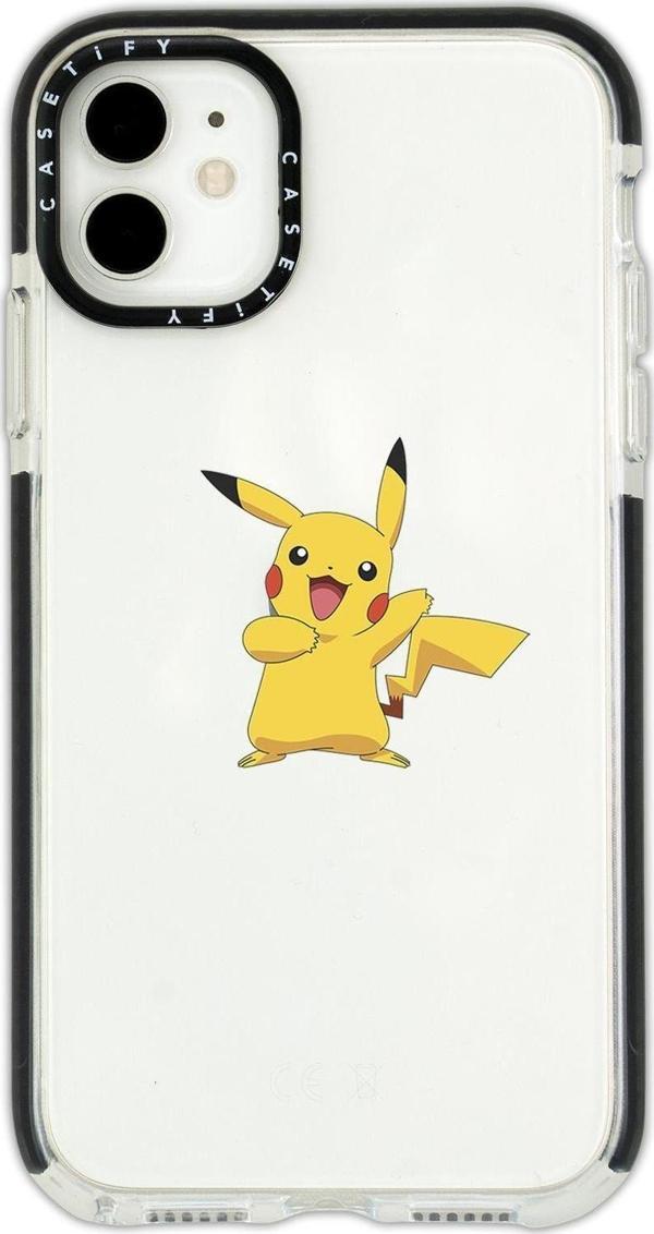 Mooodcase İphone 12 Casetify Pikaçu Desenli Anti Shock Premium Silikonlu Siyah Kenar Detaylı Telefon Kılıfı - Image 1