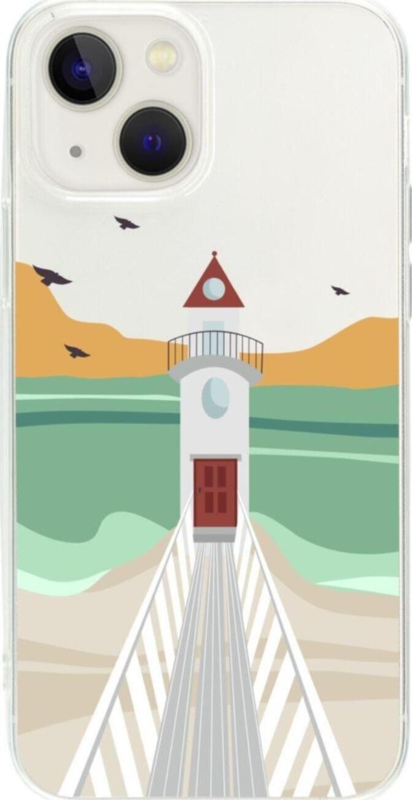 Butikcase İphone 15 Deniz Feneri Desenli Şeffaf Telefon Kılıfı - Image 1