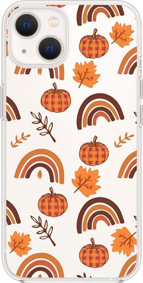 Mooodcase İphone 14 Uyumlu Sonbahar Desenli Premium Şeffaf Silikon Kılıf - Image 1