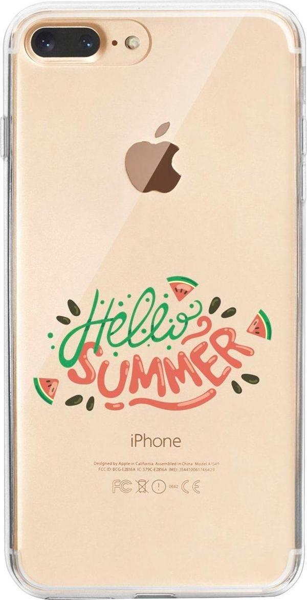 Butikcase İphone 7 Plus Hello Summer Desenli Şeffaf Telefon Kılıfı - Image 1