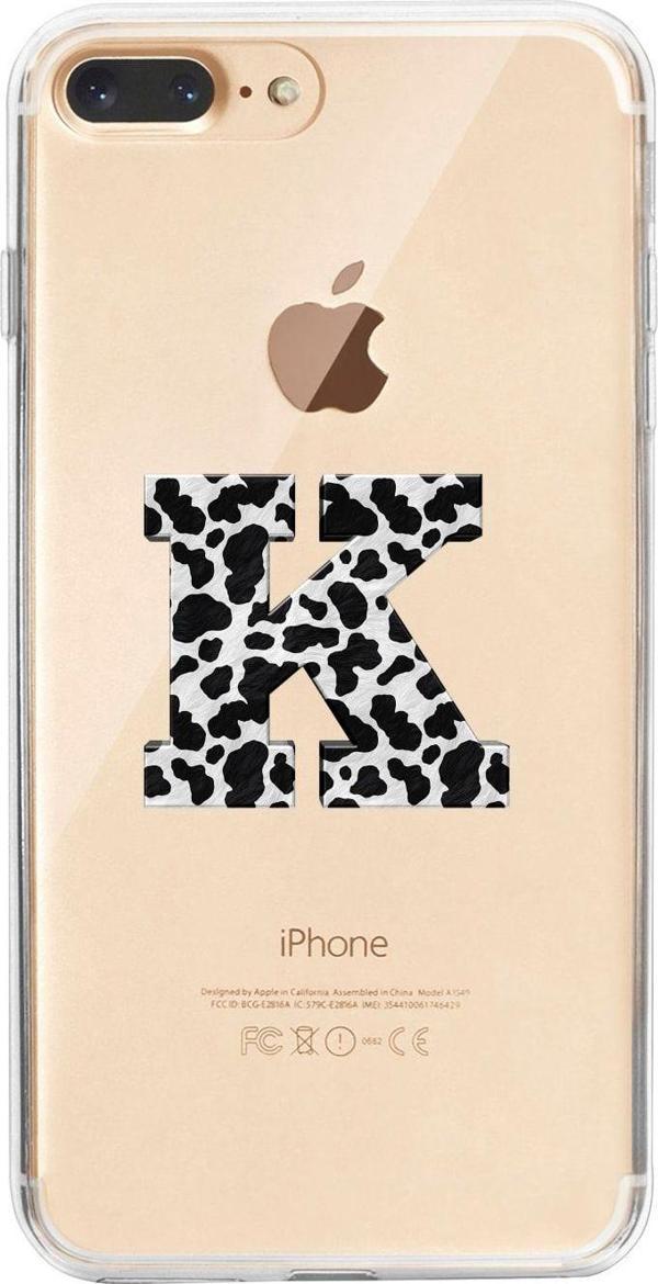 Butikcase İphone 8 Plus K Harfi Desenli Şeffaf Telefon Kılıfı - Image 1