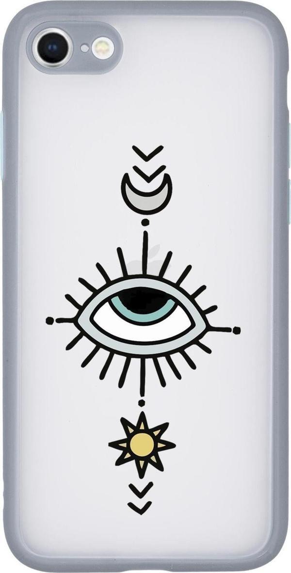 Mooodcase İphone Se 2020 Uyumlu Kamera Lens Korumalı Nazar Göz Desenli Lüx Telefon Kılıfı - Image 1