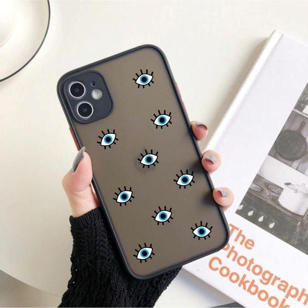 Mooodcase Nazar Boncuklu Desen Iphone 11 Siyah Kamera Korumalı Lüx Telefon Kılıfı - Image 1