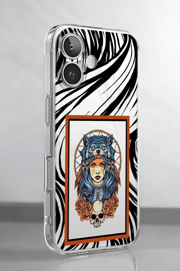 Mooodcase İphone 16 Uyumlu Warrior Woman Desenli Premium Silikonlu Şeffaf Telefon Kılıfı - Image 1