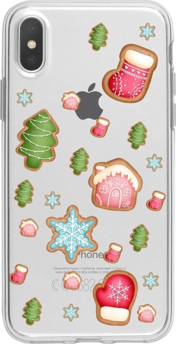 Butikcase İphone X Christmas Tasarımlı Şeffaf Telefon Kılıfı - Image 1