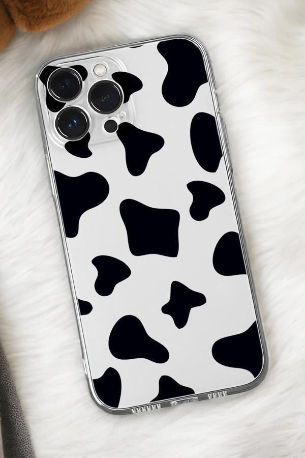Mooodcase İphone 16 Pro Uyumlu İnek Desenli Premium Silikonlu Şeffaf Telefon Kılıfı - Image 1