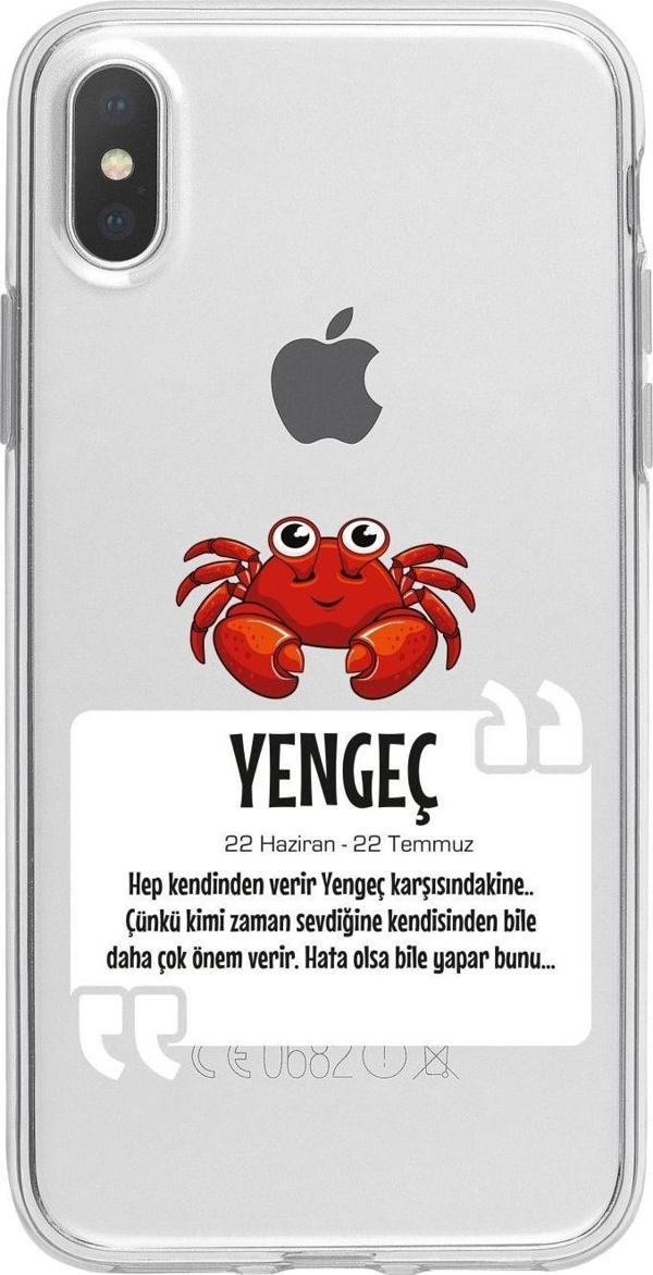 Butikcase İphone Xs Yengeç Burcu Desenli Şeffaf Telefon Kılıfı - Image 1