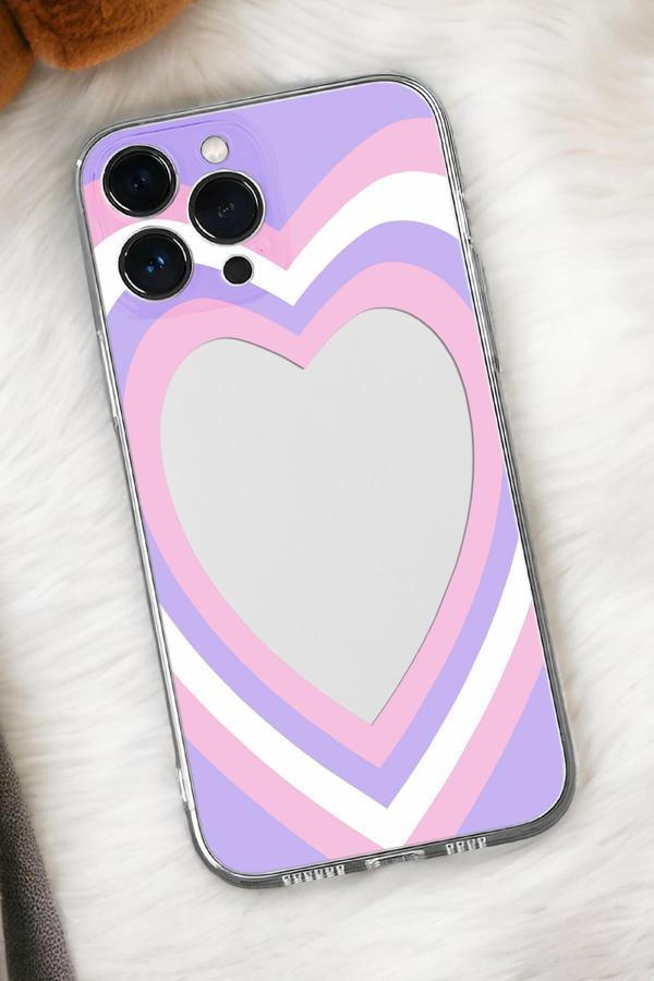 Mooodcase İphone 16 Pro Max Uyumlu Purple Heart Desenli Premium Silikonlu Şeffaf Telefon Kılıfı - Image 1