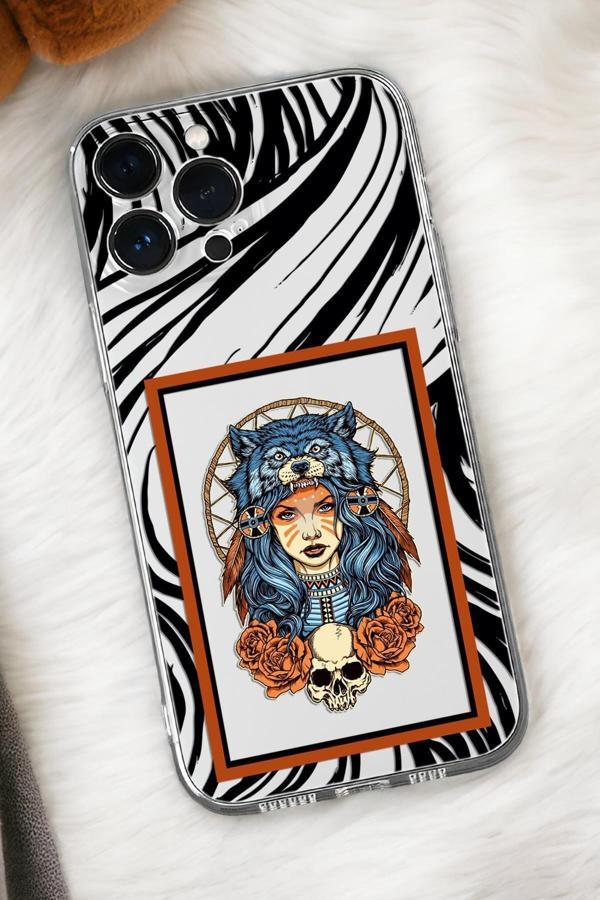 Mooodcase İphone 16 Pro Max Uyumlu Warrior Woman Desenli Premium Silikonlu Şeffaf Telefon Kılıfı - Image 1