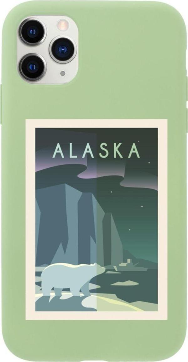 Butikcase Iphone 11 Pro Max Alaska Tasarımlı Yeşil Telefon Kılıfı - Image 1