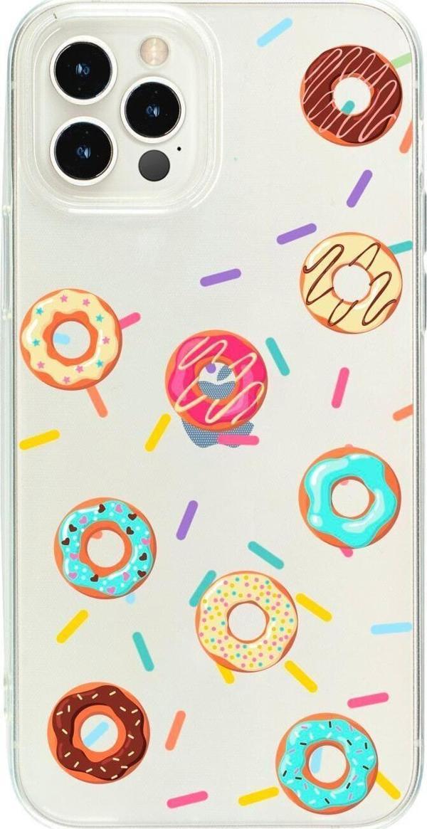 Butikcase İphone 15 Pro Max Donuts Desenli Şeffaf Telefon Kılıfı - Image 1