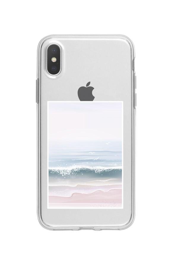 Butikcase İphone Xs Mx Vektörel Dalga Tasarımlı Şeffaf Telefon Kılıfı - Image 1