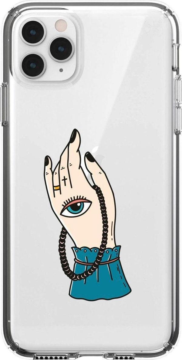 Butikcase Iphone 11 Pro El Ve Göz Desenli Şeffaf Telefon Kılıfı - Image 1