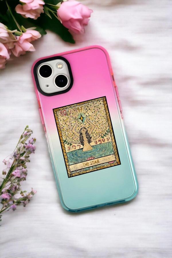 Mooodcase İphone 14 Plus Uyumlu The Star Desenli Premium Rainbow Silikonlu Telefon Kılıfı - Image 1