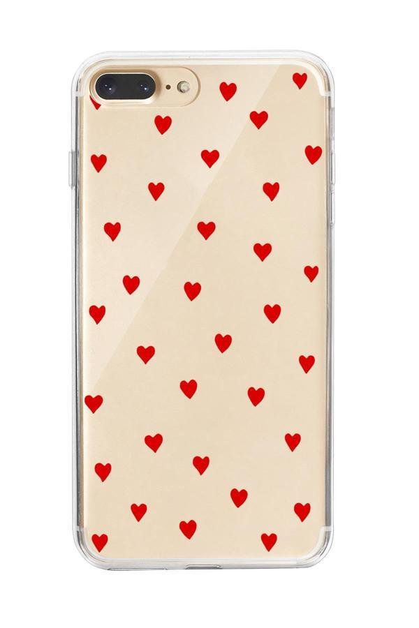Mooodcase İphone 8 Plus Uyumlu Sevimli Kalpler Premium Şeffaf Silikon Kılıf - Image 1