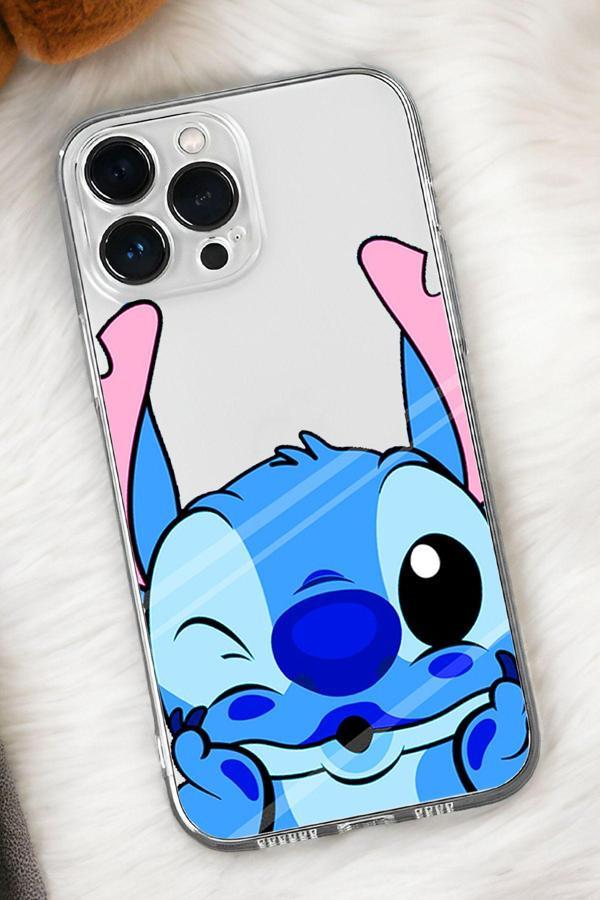 Mooodcase İphone 15 Pro Uyumlu Stitch Desenli Premium Silikonlu Şeffaf Telefon Kılıfı - Image 1