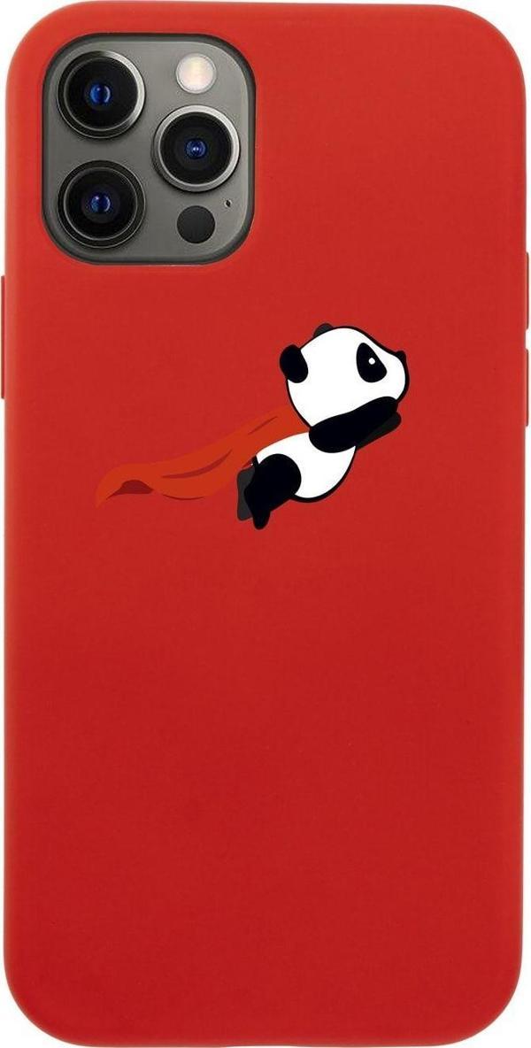 Mooodcase Iphone 12 Pro Uçan Panda Desenli Kırmızı Premium Lansman Kılıf - Image 1