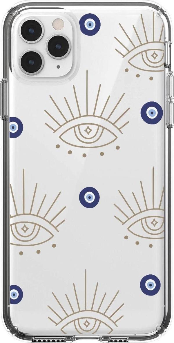 Mooodcase İphone 11 Pro Max Uyumlu Evil Eye Desenli Premium Şeffaf Silikon Kılıf - Image 1