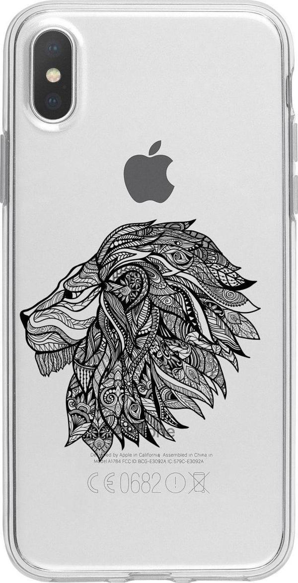 Butikcase İphone Xs Max Çizim Aslan Desenli Şeffaf Telefon Kılıfı - Image 1