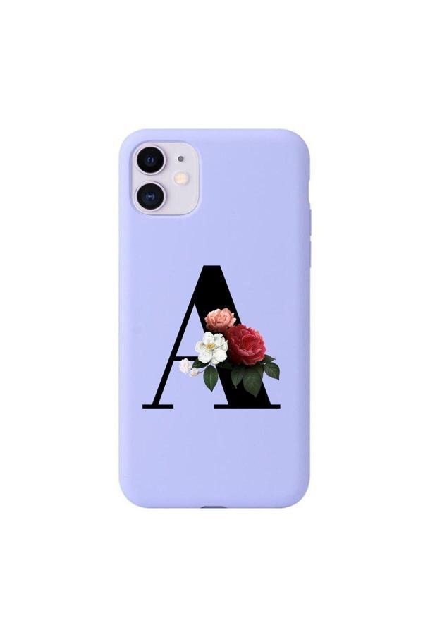 Mooodcase Iphone 11 Siyah Çiçekli A Harfli Telefon Kılıfı - Image 1