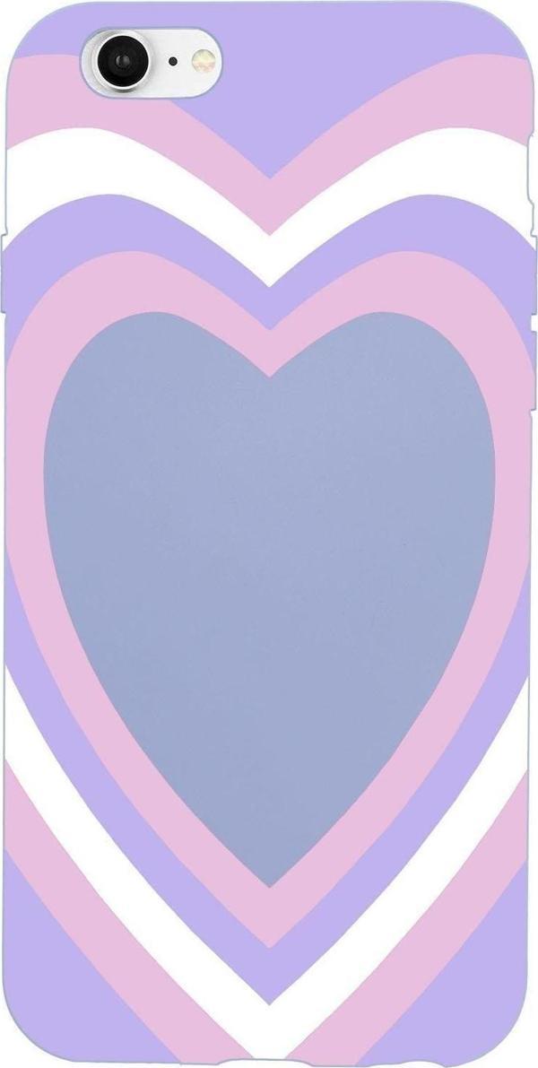 Mooodcase İphone 6 Plus Purple Heart Desenli Premium Silikonlu Lila Telefon Kılıfı - Image 1