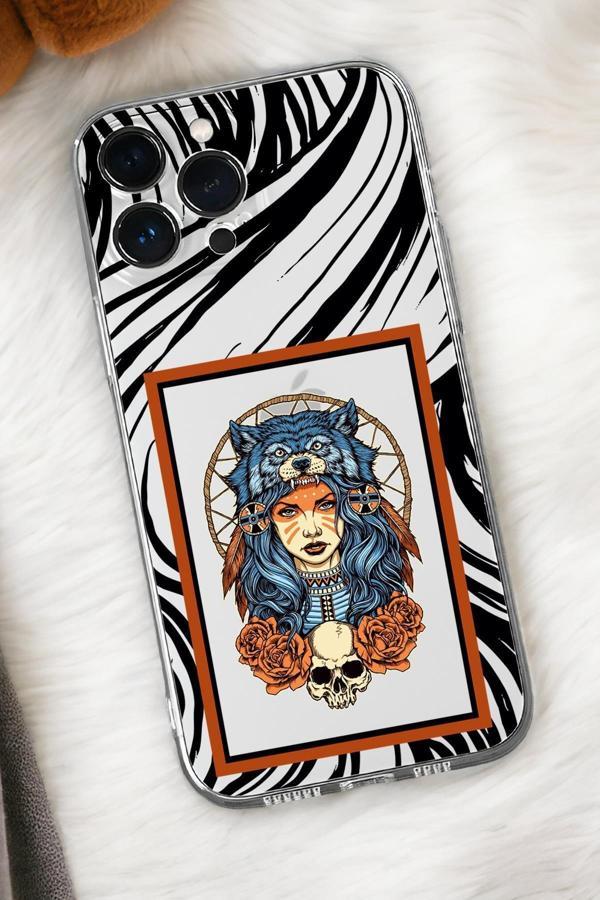Mooodcase İphone 15 Uyumlu Warrior Woman Desenli Premium Silikonlu Şeffaf Telefon Kılıfı - Image 1