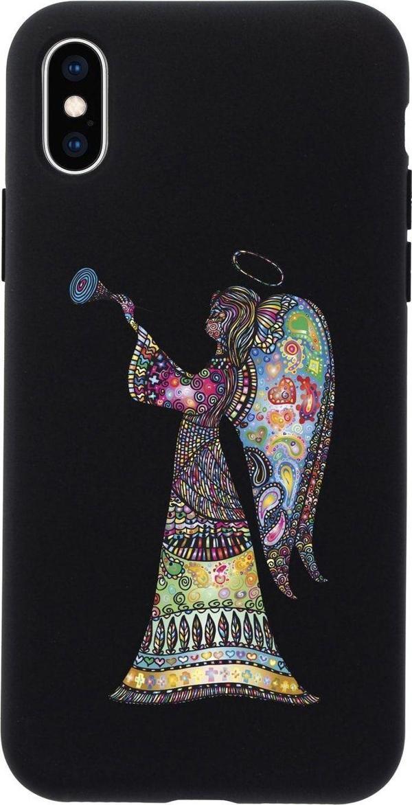Mooodcase İphone Xs Mandala Melek Kız Premium Silikonlu Siyah Telefon Kılıfı - Image 1
