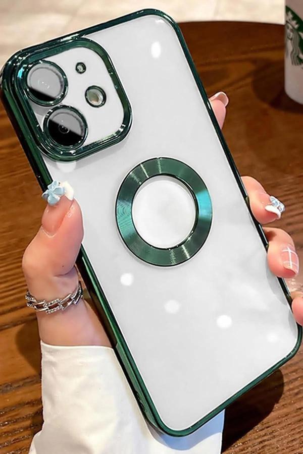 Butikcase İphone 11 Uyumlu Logo Detaylı Lens Korumalı Renkli Çerçeve Detaylı Şeffaf Slikon Kılıf - Image 1