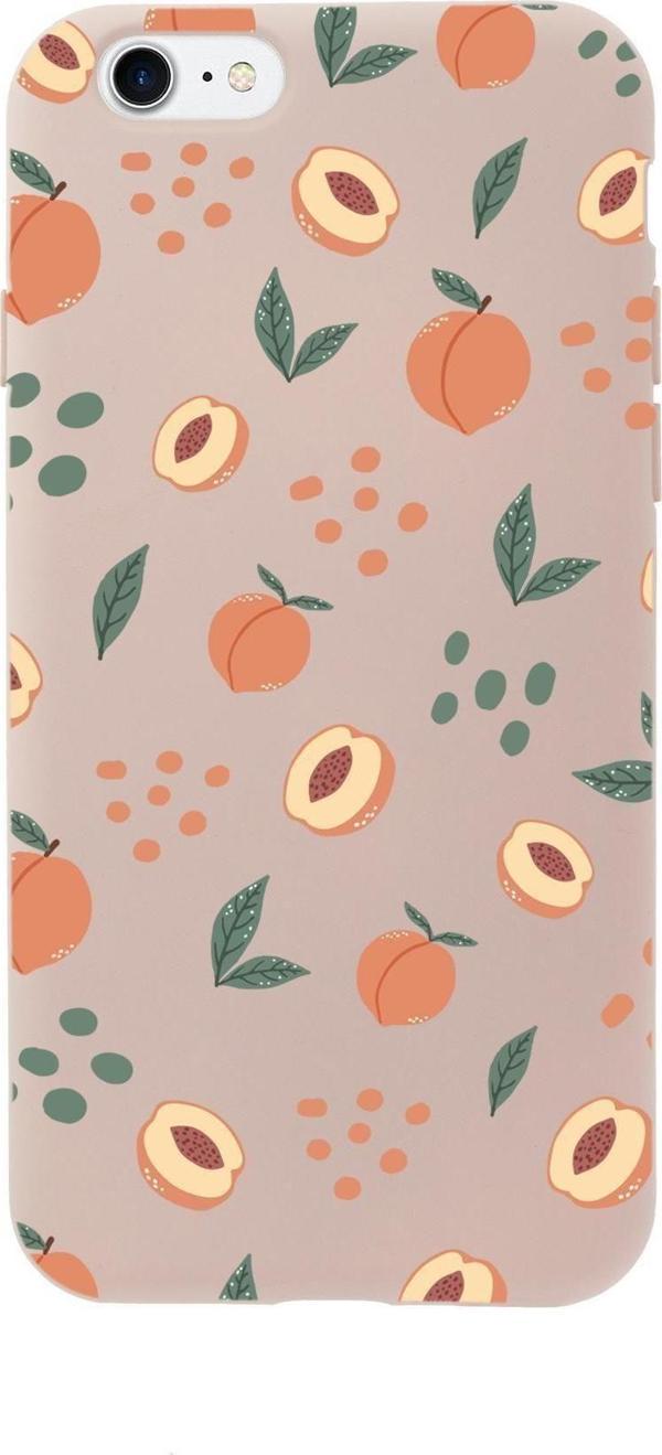 Mooodcase İphone Se 2020 Uyumlu Şeftali Pattern Premium Silikonlu Telefon Kılıfı - Image 1
