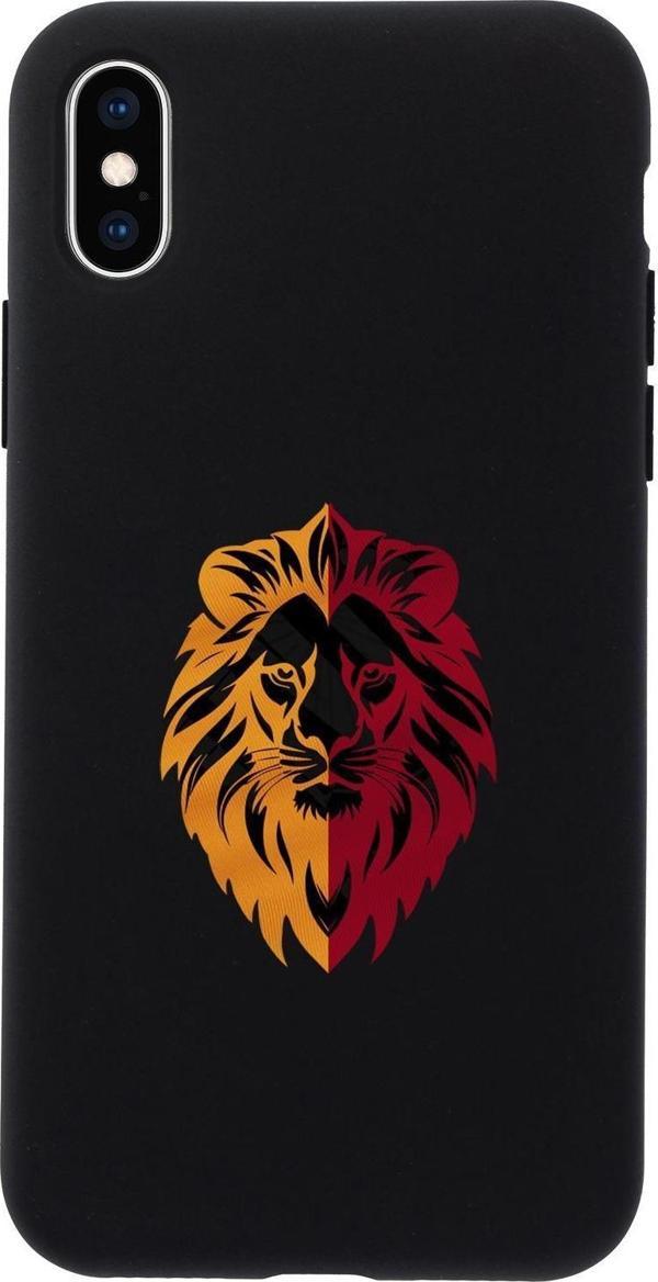 Mooodcase İphone X Uyumlu Sarı Kırmızı Aslan Desenli Premium Silikonlu Telefon Kılıfı - Image 1