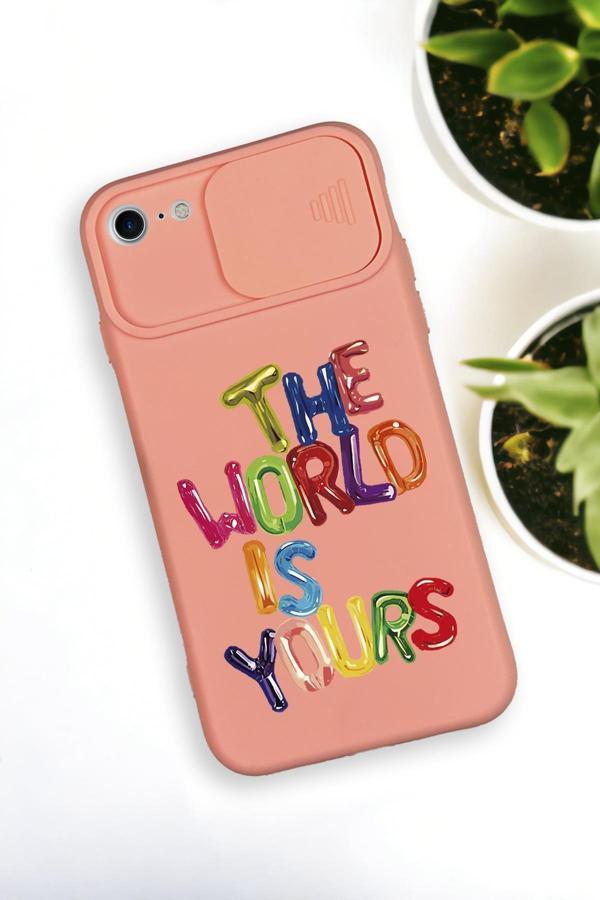 Mooodcase İphone 8 Uyumlu The World Desenli Kamera Koruma Slider Kapaklı Silikonlu Telefon Kılıfı - Image 1