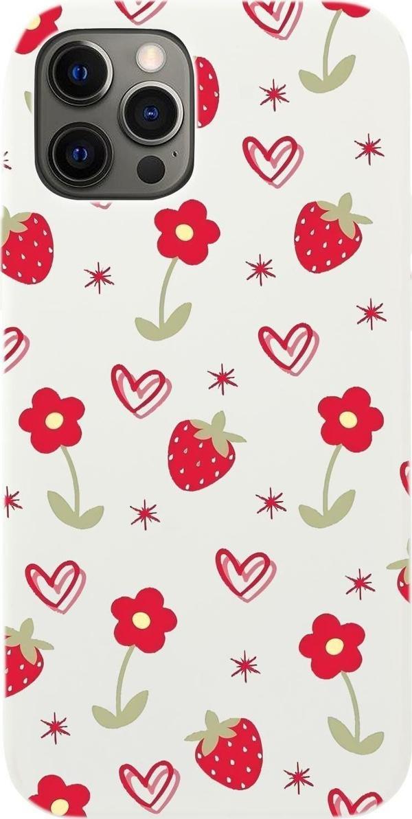 Mooodcase İphone 12 Pro Uyumlu Red Garden Desenli Premium Silikonlu Telefon Kılıfı - Image 1