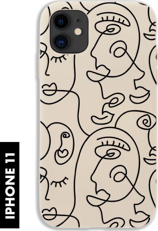 Mooodcase İphone 11 Uyumlu Face Art Desenli Premium Silikonlu Lansman Telefon Kılıfı - Image 1