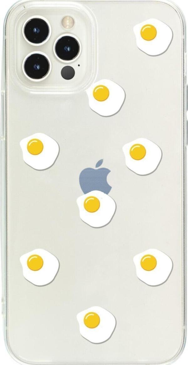 Butikcase İphone 15 Pro Egg Stickers Tasarımlı Şeffaf Telefon Kılıfı - Image 1