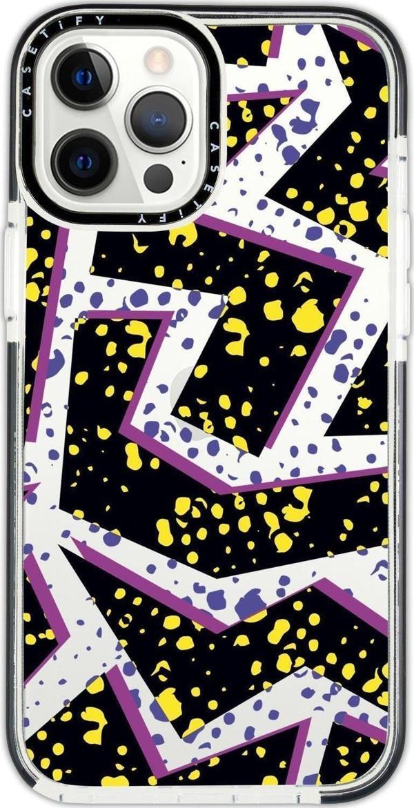 Mooodcase Iphone 12 Pro Casetify Spotted Lightning Desenli Anti Shock Premium Silikonlu Siyah Kenar Detaylı Te - Image 1