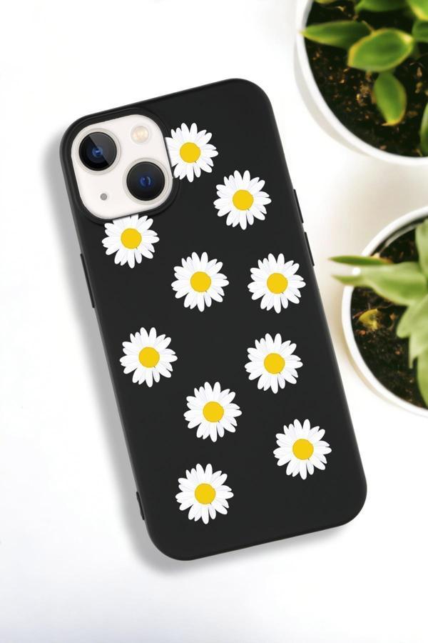 Mooodcase İphone 15 Plus Uyumlu Bahar Papatyalarır Desenli Premium Silikonlu Lansman Telefon Kılıfı - Image 1