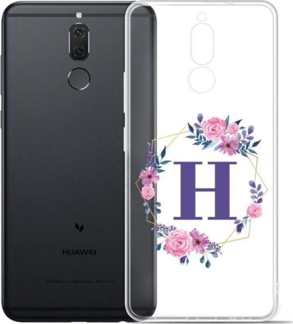 Mooodcase Mor Çiçekli H Harfli Şeffaf P20 Lite Telefon Kılıfı - Image 1