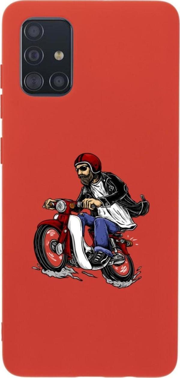 Butikcase Samsung A51 Motobiker Premium Silikonlu Lansman Kırmızı Telefon Kılıfı - Image 1